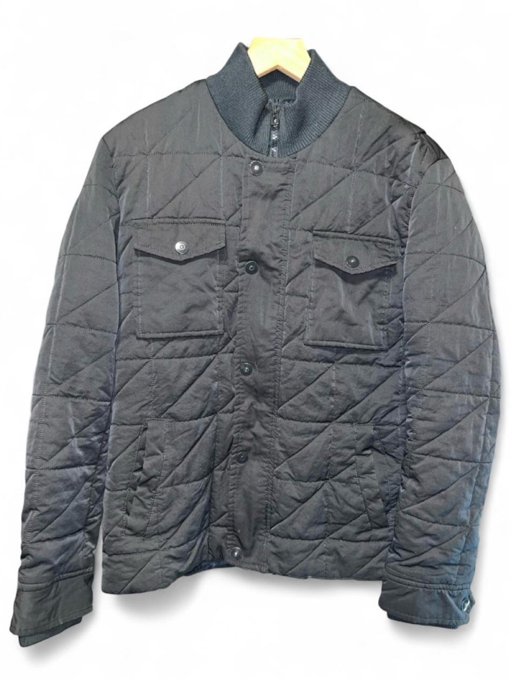 21men Quilted Black Lightweight Shirt Jacket